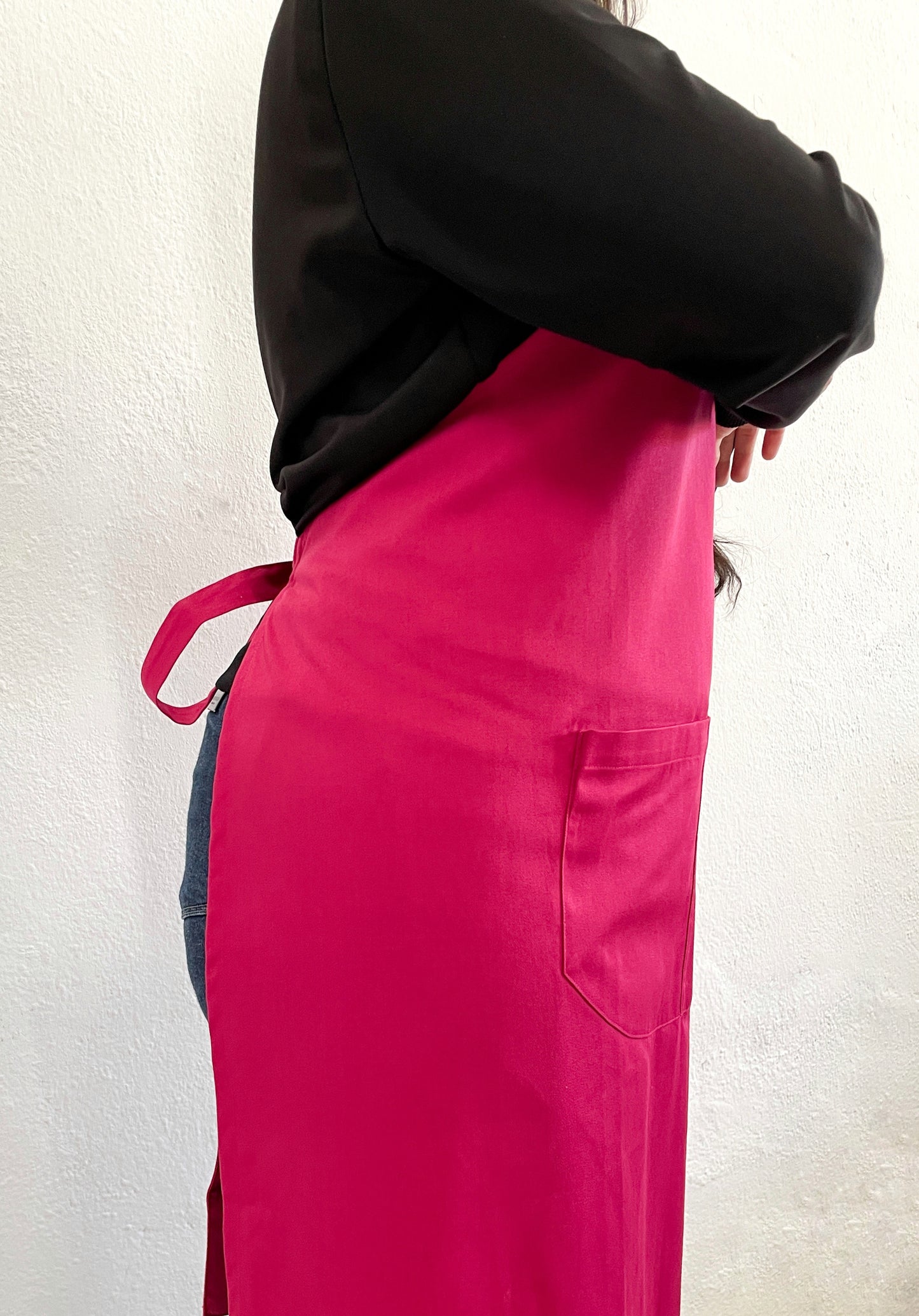 Avental Bata Profissional Hairstylist com Bolso Duplo Rosa