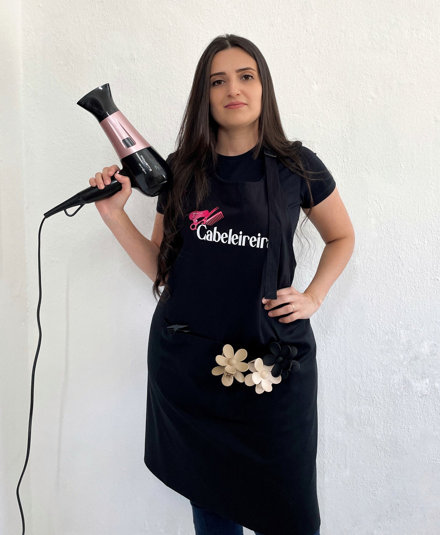Avental Bata Profissional Cabeleireira com Bolso Duplo Rosa