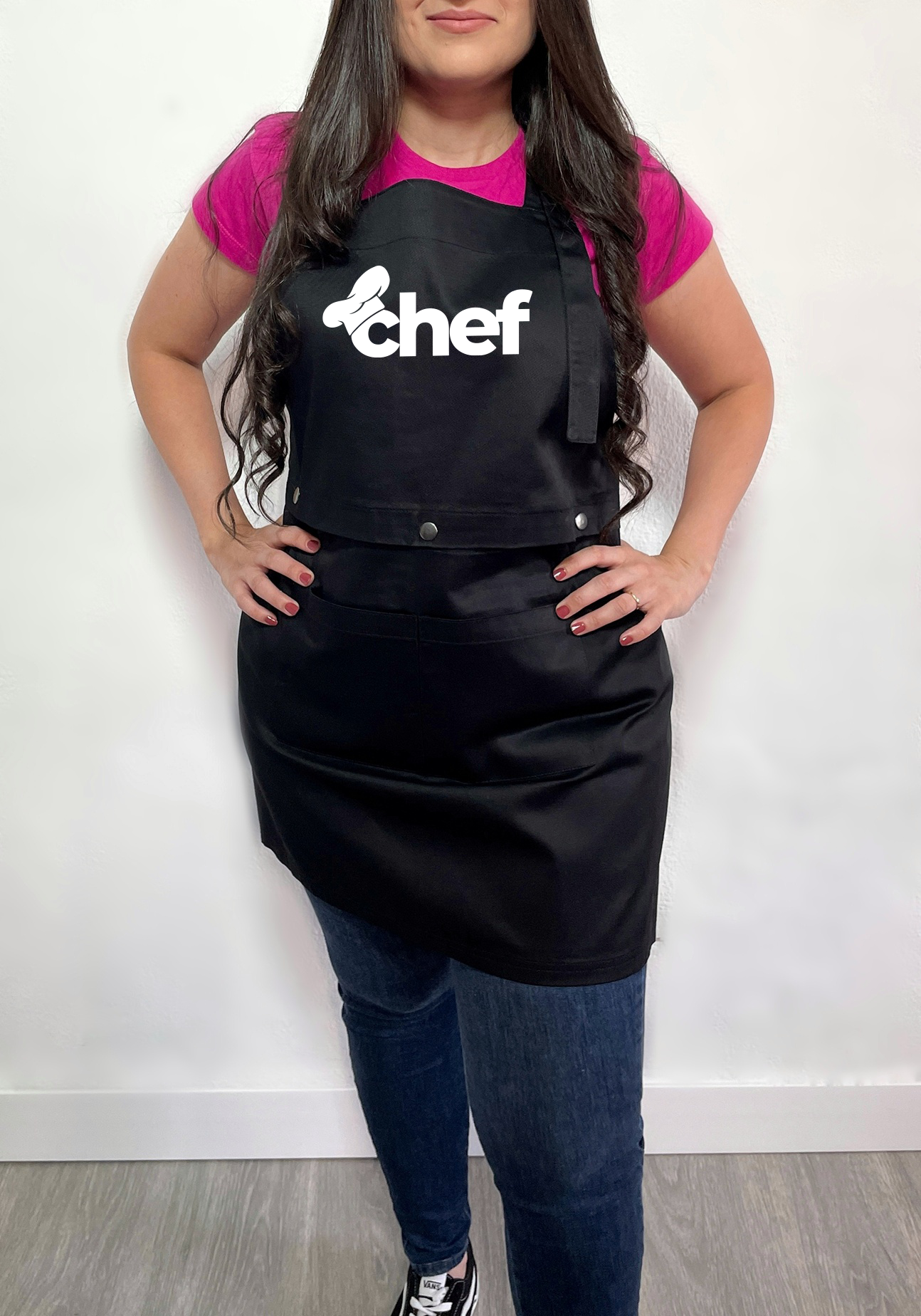 Avental bata 2 em 1 preto Chef de Cozinha