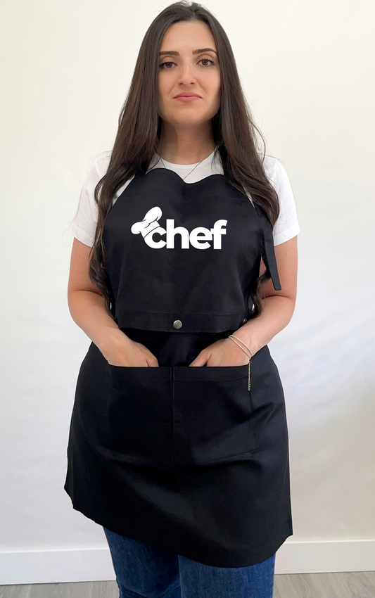 Avental bata 2 em 1 preto Chef de Cozinha