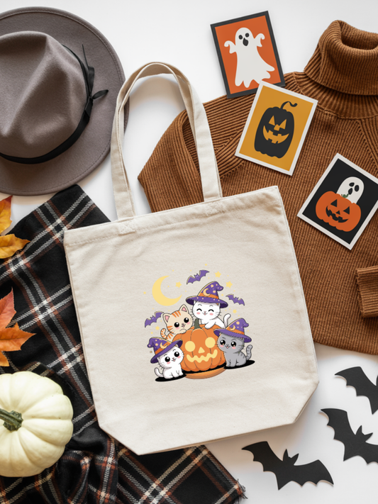 Ecobag | Tote Bag | Saco 100% Algodão Ecológico | Halloween | Cats
