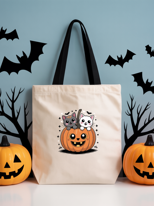 Ecobag | Tote Bag | Saco 100% Algodão Ecológico | Halloween | Cats