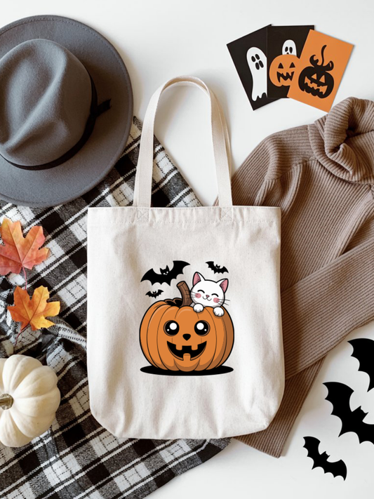 Ecobag | Tote Bag | Saco 100% Algodão Ecológico | Halloween Cat