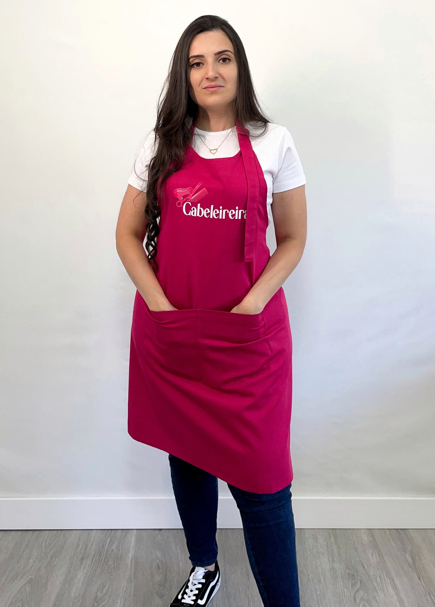 Avental Bata Profissional Cabeleireira com Bolso Duplo Rosa