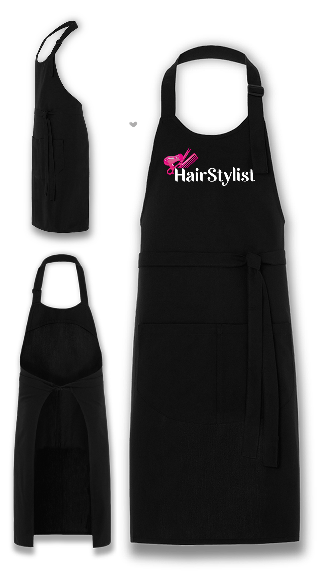 Avental Bata Profissional Hairstylist com Bolso Duplo Rosa