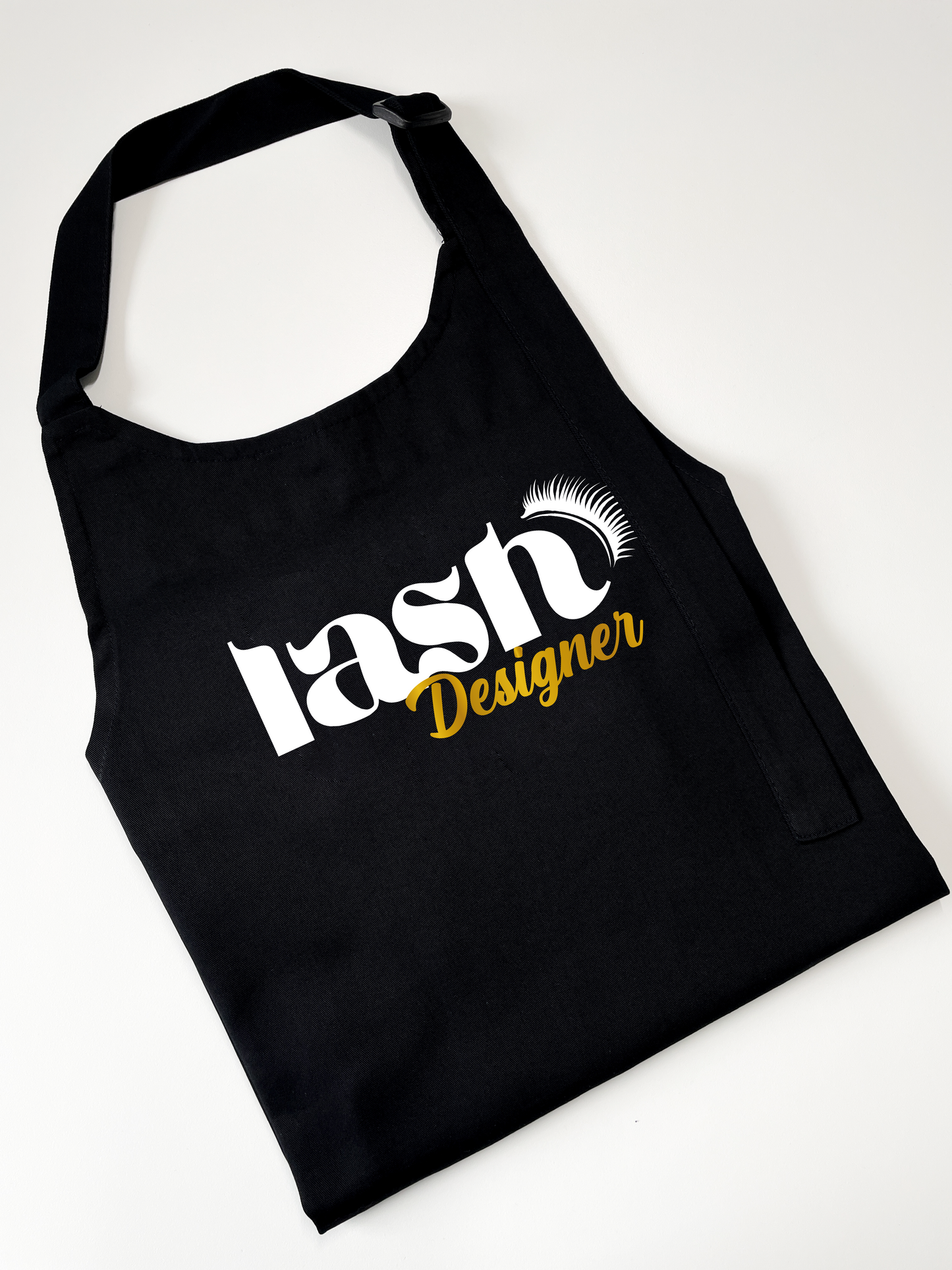 Avental Bata Profissional Lash Designer com Bolso Duplo estampa Dourada