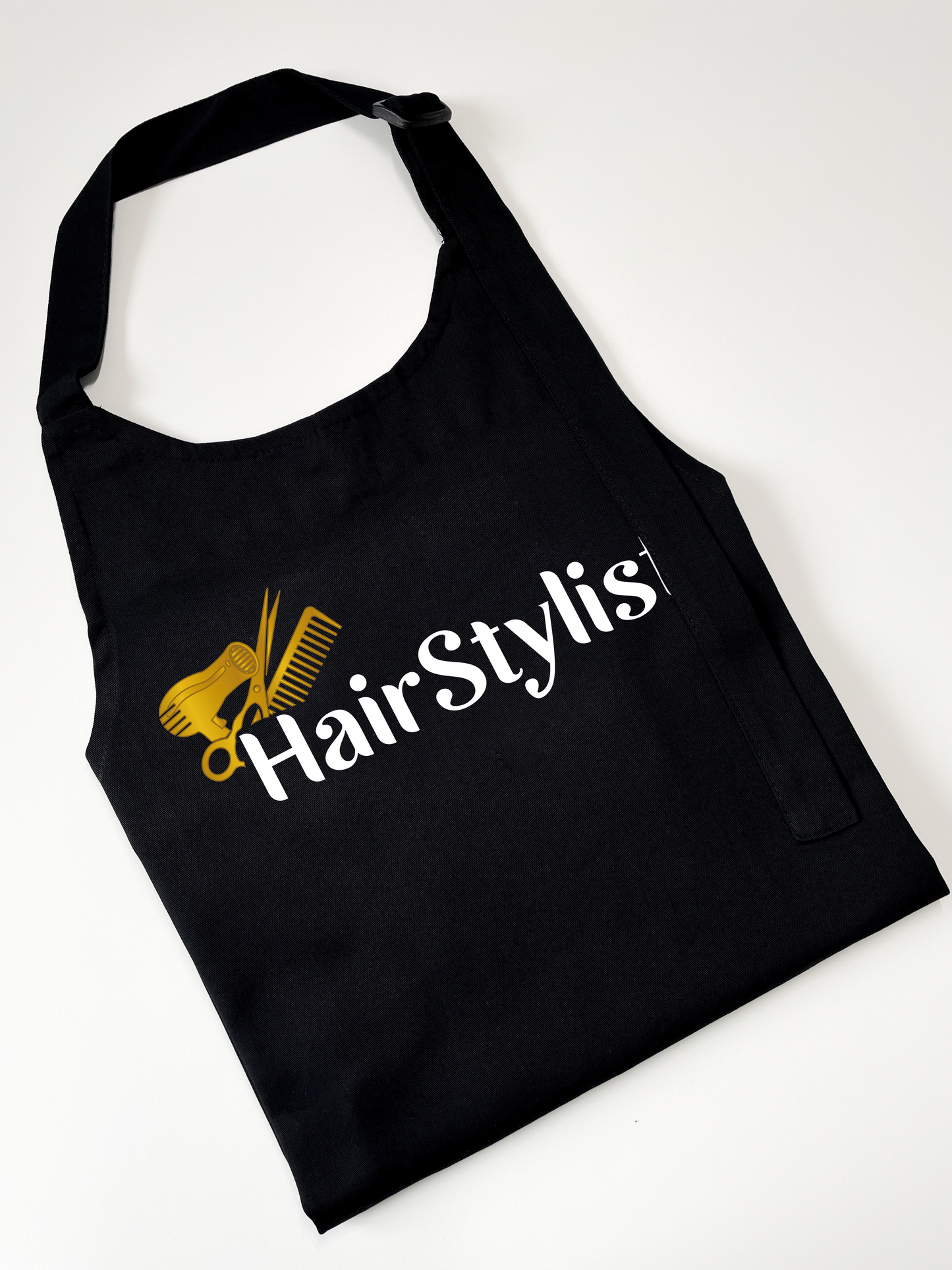 Avental Bata Profissional Hairstylist com Bolso Duplo estampa Dourada