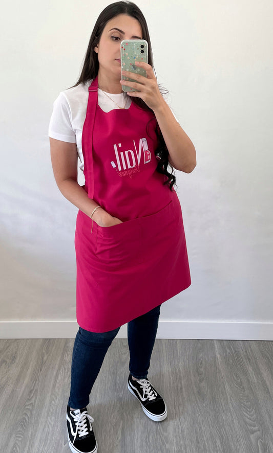 Avental Bata Profissional Nail Design com Bolso Duplo Rosa