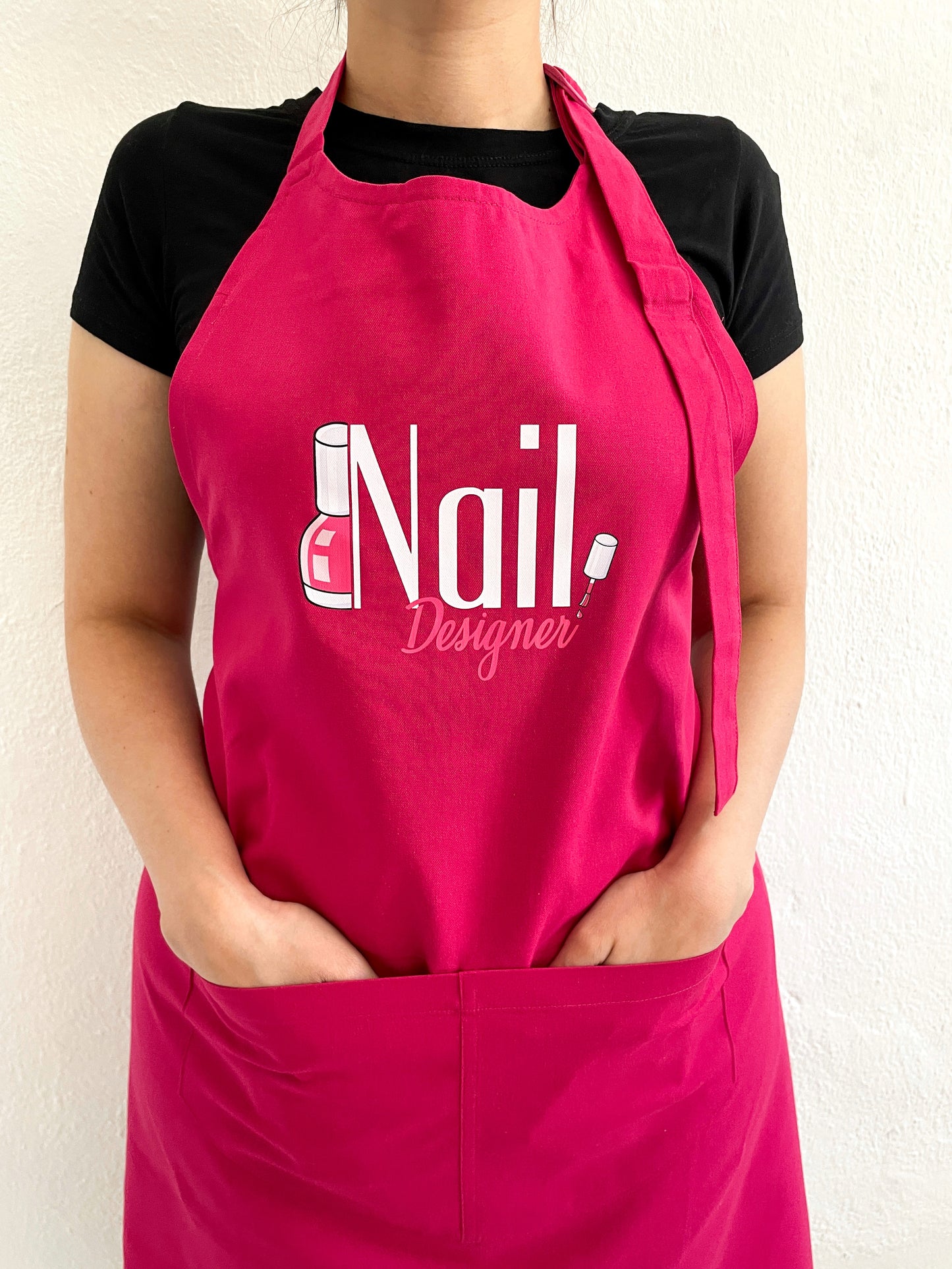 Avental Bata Profissional Nail Design com Bolso Duplo Preto