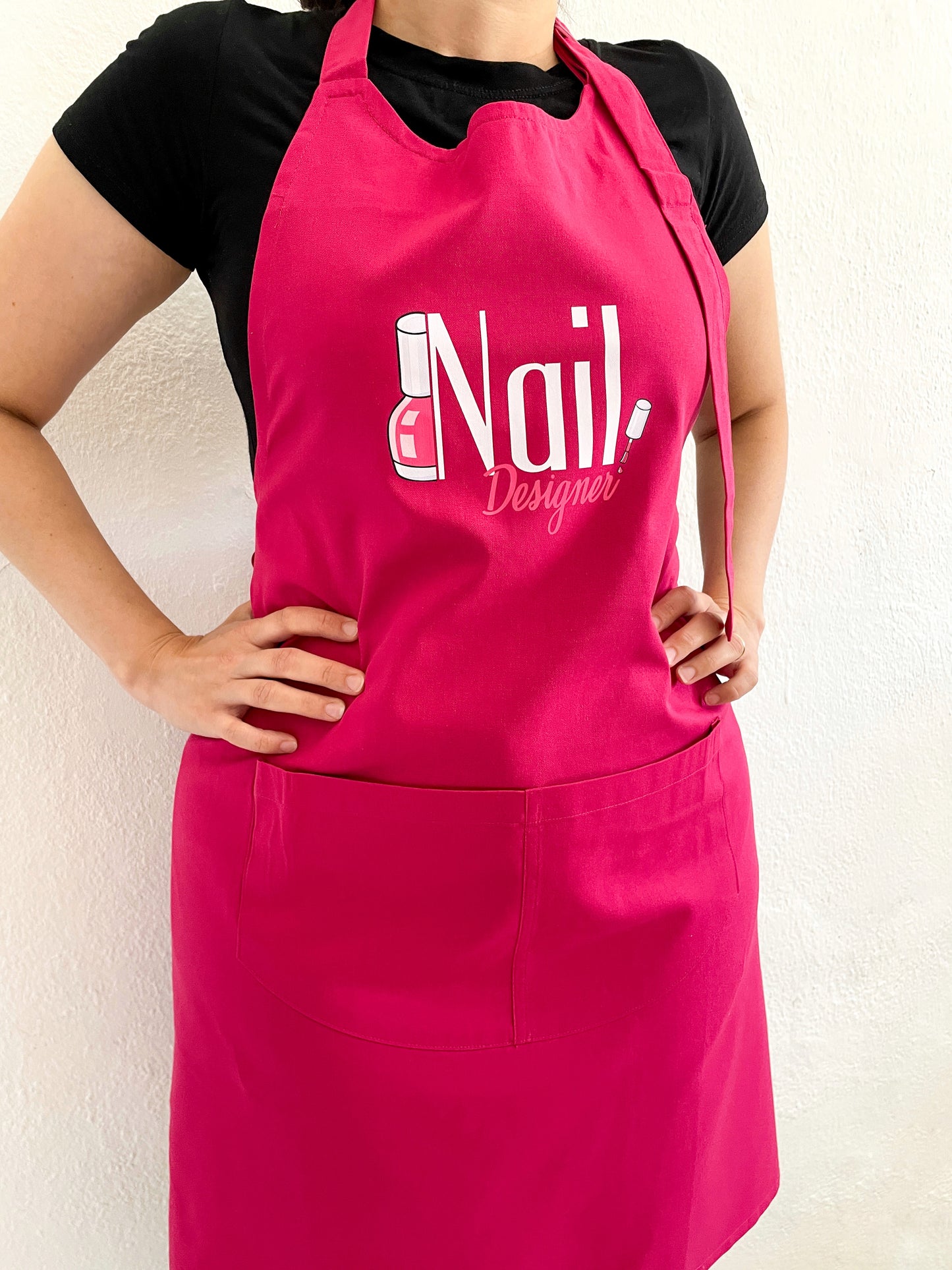 Avental Bata Profissional Nail Design com Bolso Duplo Preto