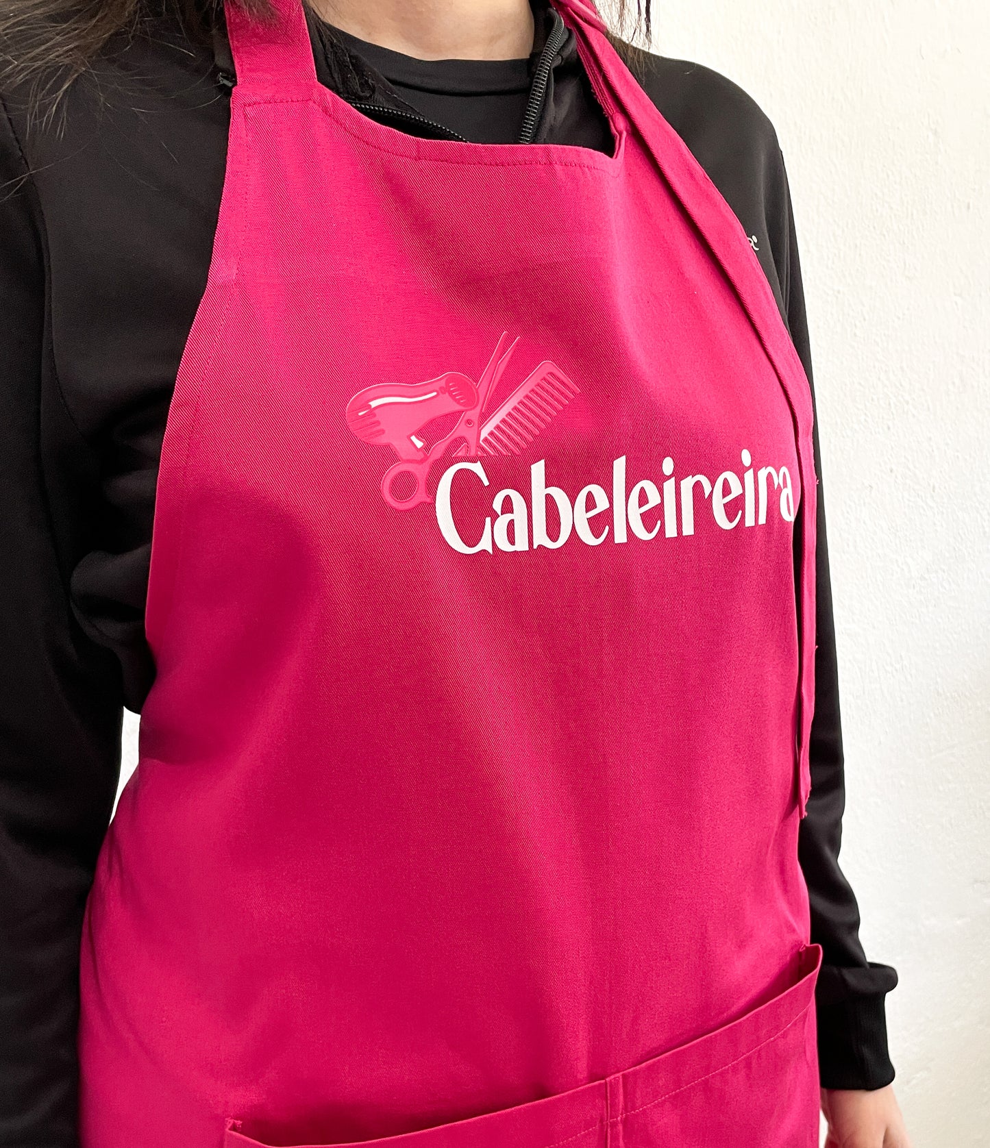 Avental Bata Profissional Cabeleireira com Bolso Duplo Rosa