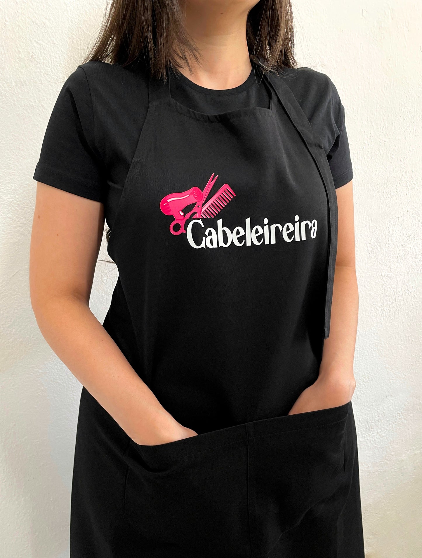 Avental Bata Profissional Cabeleireira com Bolso Duplo Rosa