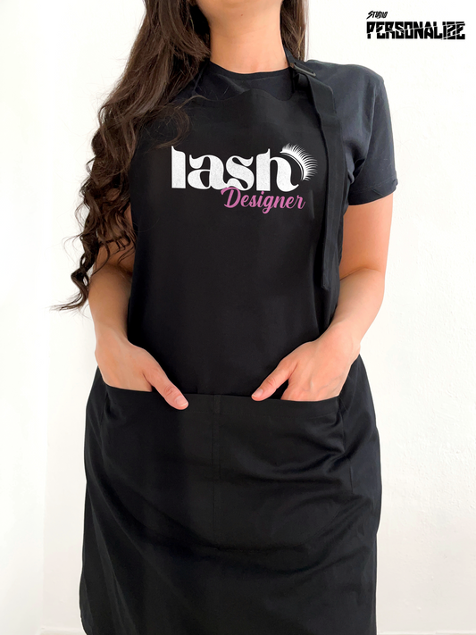 Avental Bata Profissional Lash Designer com Bolso Duplo Preto