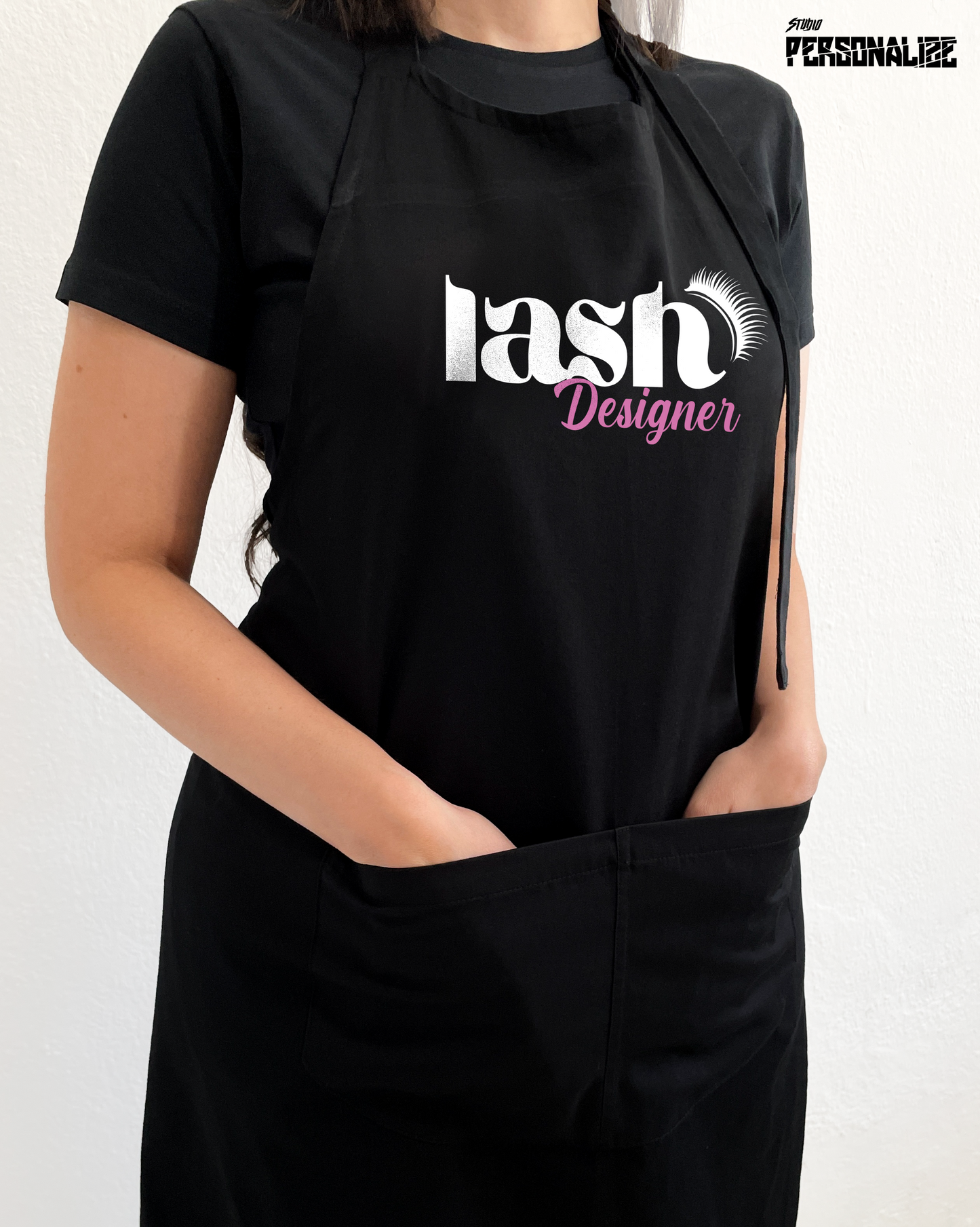 Avental Bata Profissional Lash Designer com Bolso Duplo Rosa