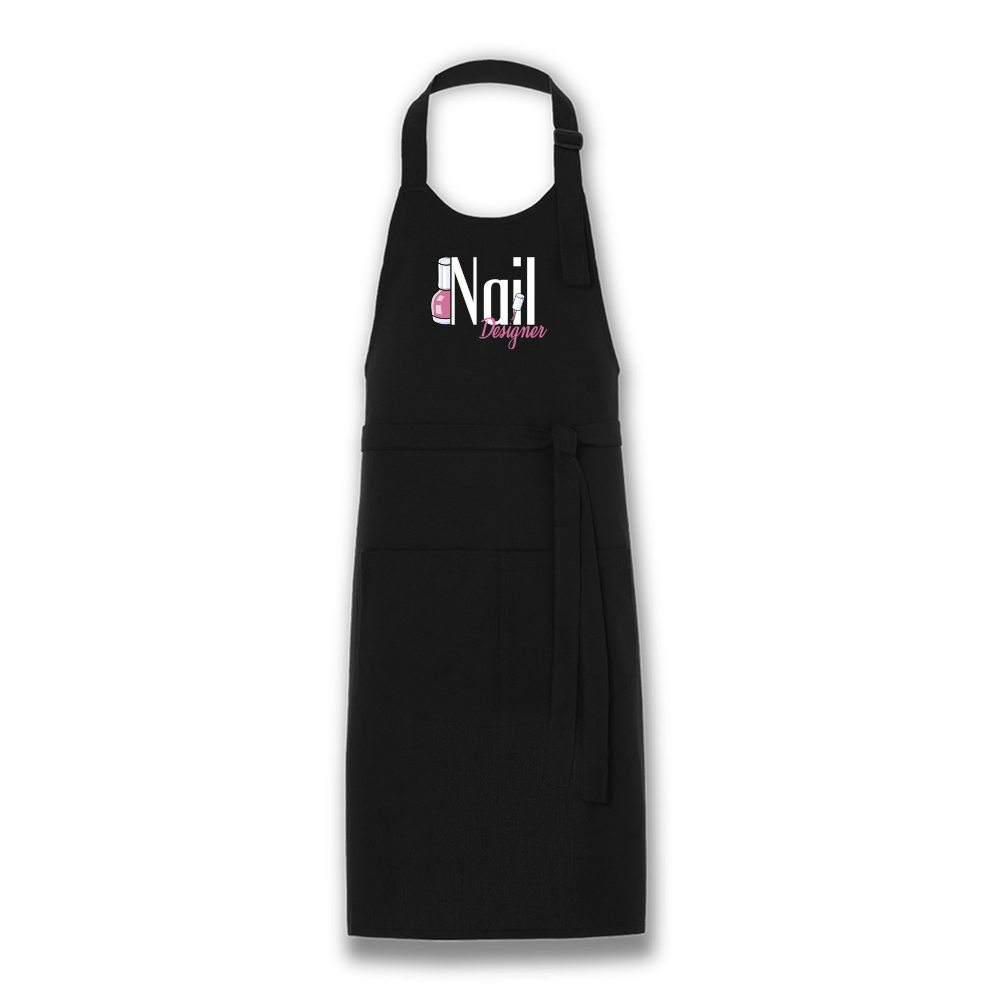 Avental Bata Profissional Nail Design com Bolso Duplo Preto