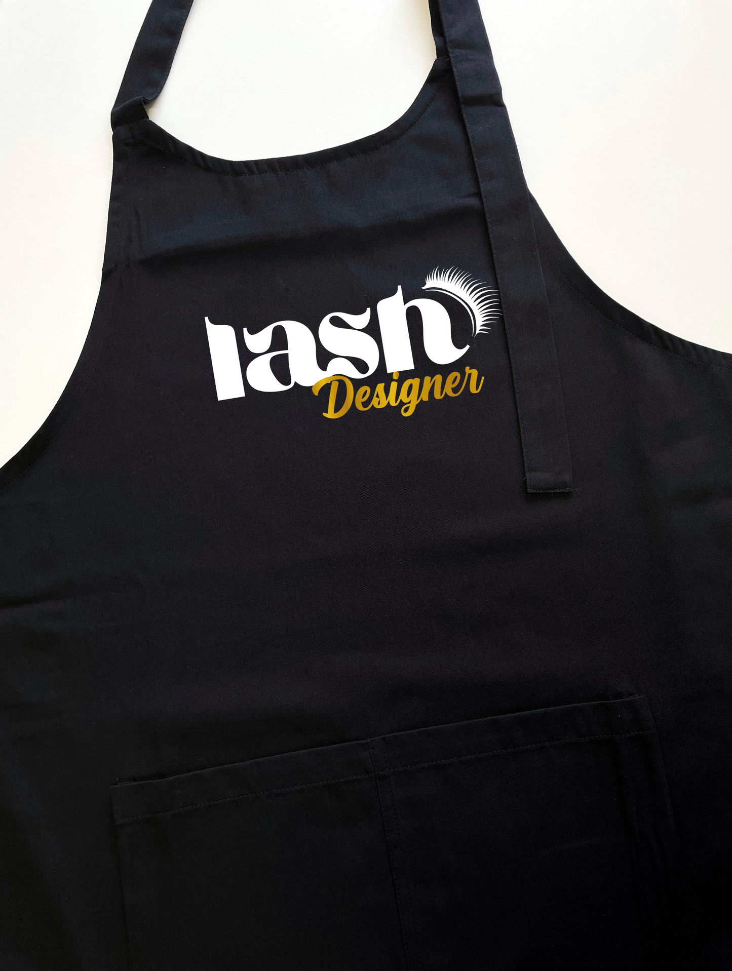 Avental Bata Profissional Lash Designer com Bolso Duplo estampa Dourada