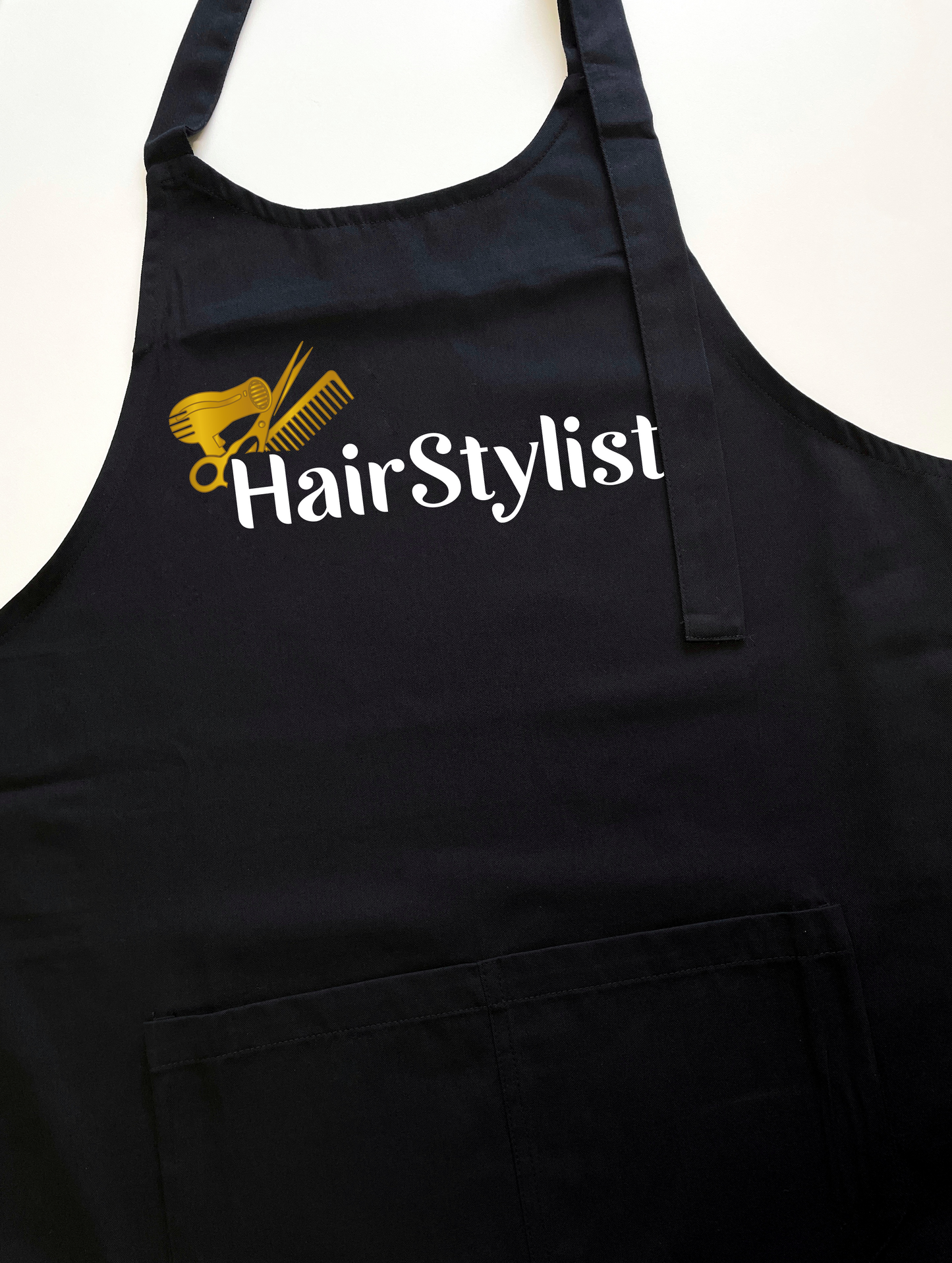 Avental Bata Profissional Hairstylist com Bolso Duplo estampa Dourada