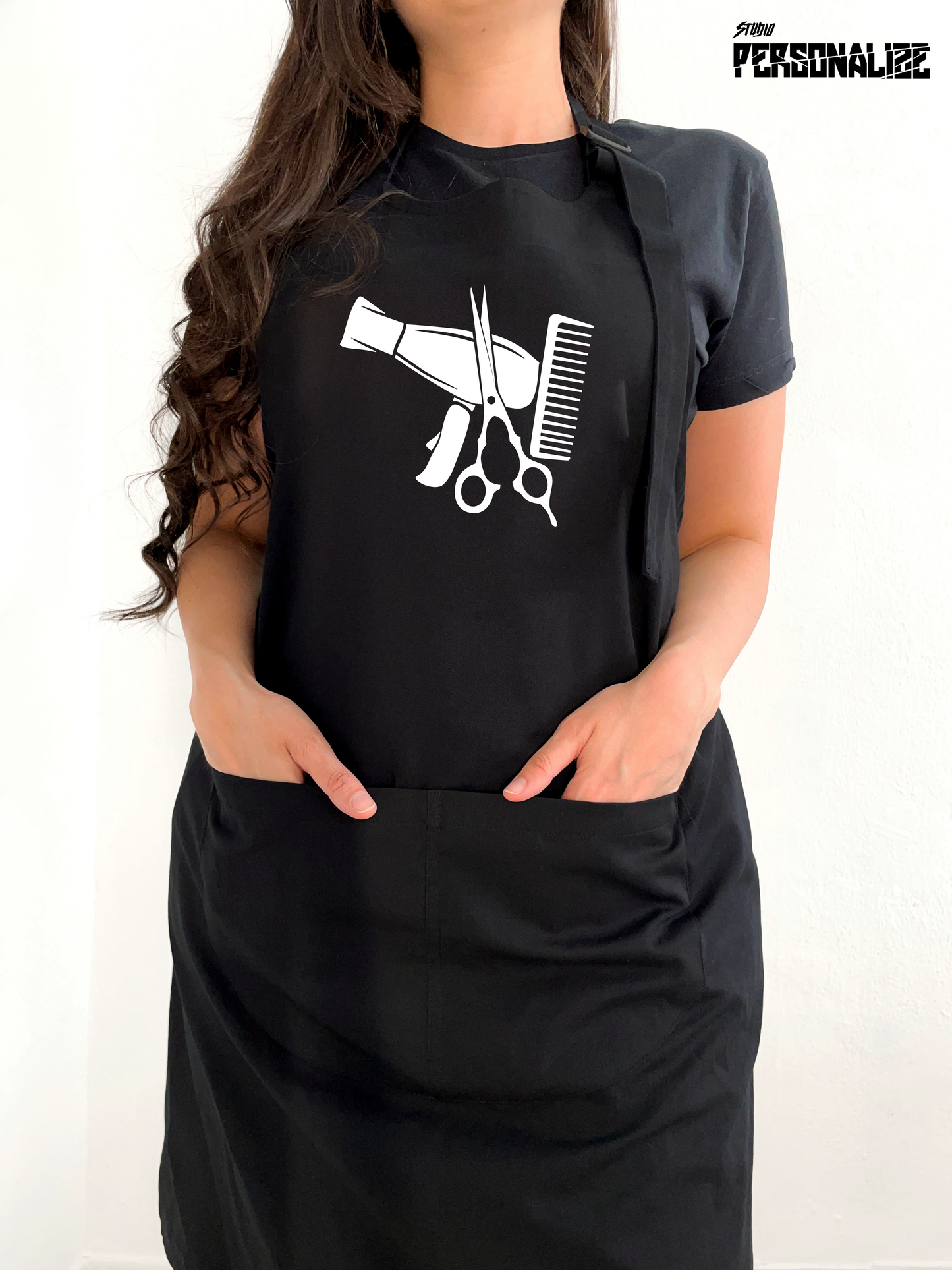 Avental Bata Profissional Cabeleireiro com Bolso Duplo Preto