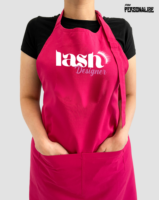 Avental Bata Profissional Lash Designer com Bolso Duplo Rosa