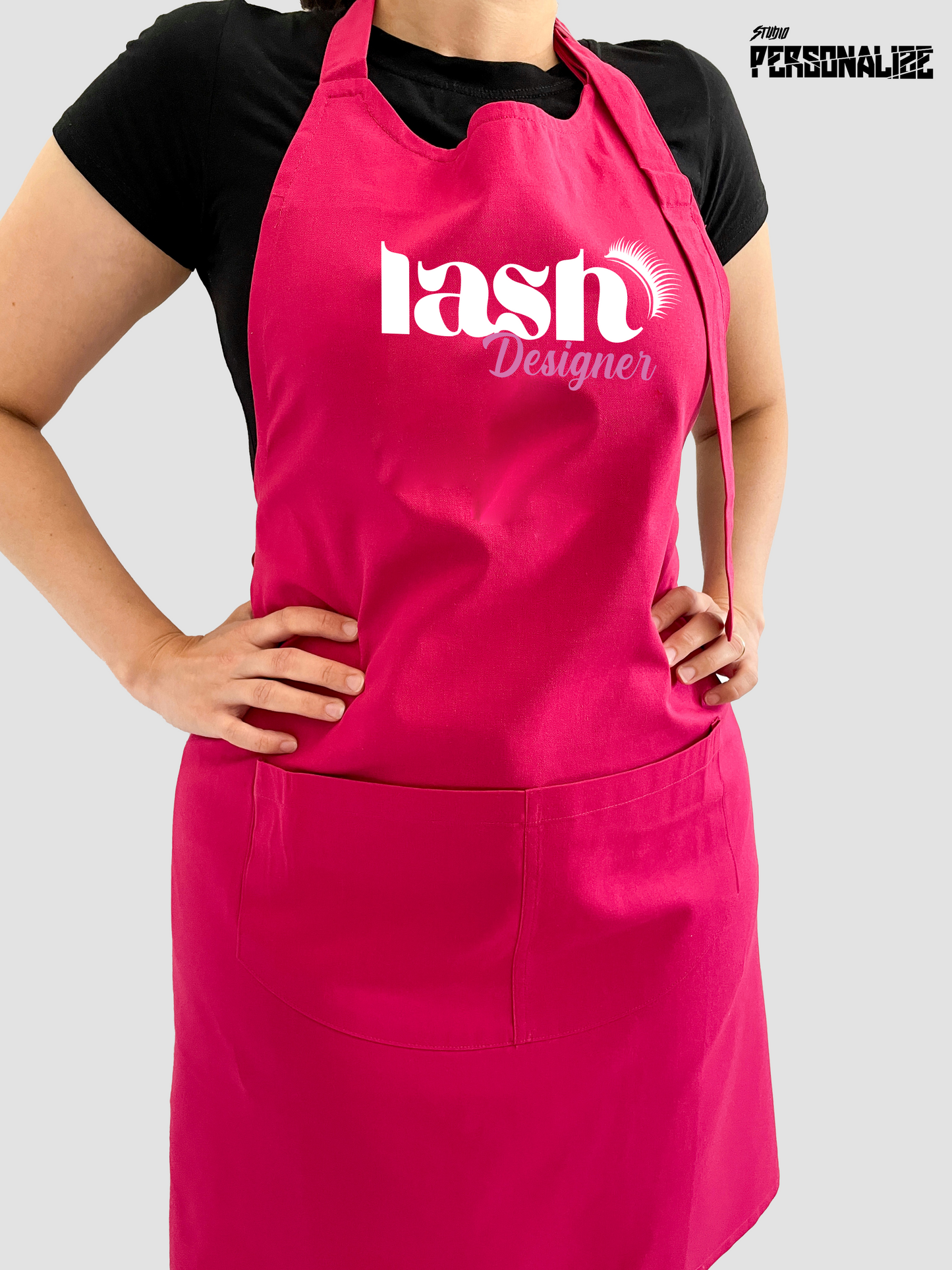 Avental Bata Profissional Lash Designer com Bolso Duplo Rosa