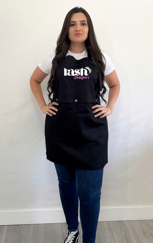 Avental bata 2 em 1 preto Lash Designer rosa