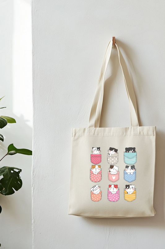 Ecobag | Tote Bag | Saco 100% Algodão Ecológico | Gatos