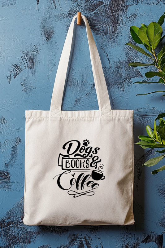 Ecobag | Tote Bag | Saco 100% Algodão Ecológico | Dogs Books Coffee