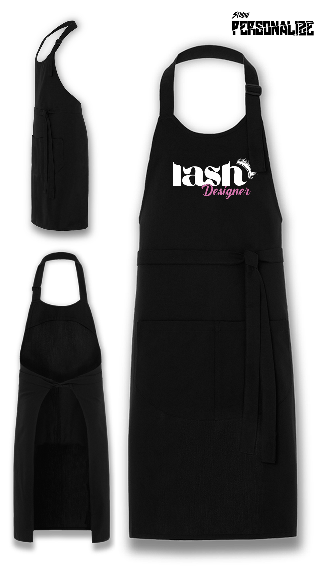Avental Bata Profissional Lash Designer com Bolso Duplo Rosa