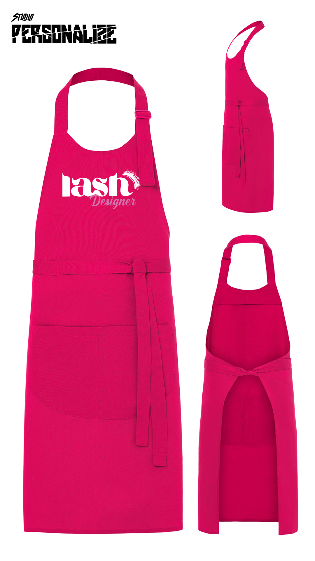 Avental Bata Profissional Lash Designer com Bolso Duplo Rosa