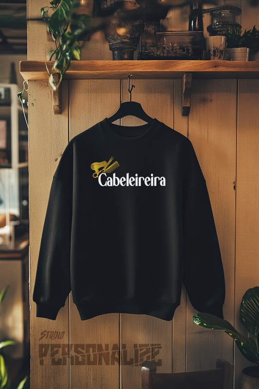 Sweatshirt preto estampa cabeleireira