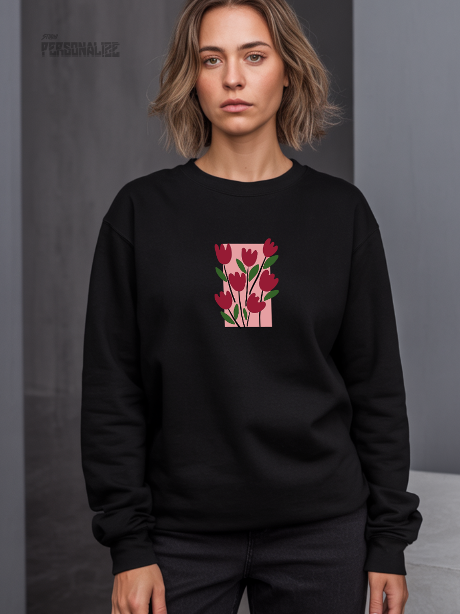 Camisola Sweatshirt Flores Conforto e Durabilidade