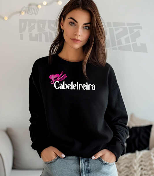 Sweatshirt preto estampa cabeleireira
