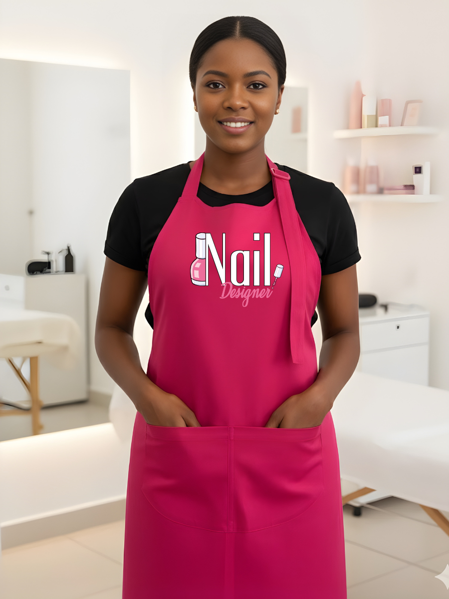 Avental Rosa Nail Designer Profissional