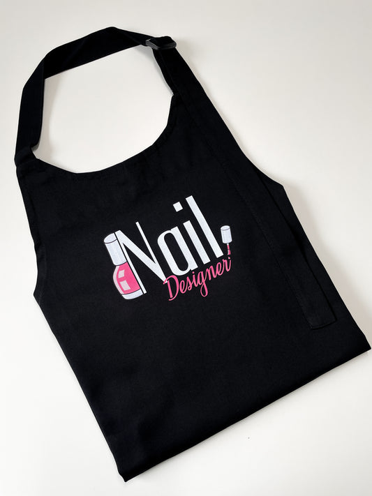 Avental Bata Profissional Nail Design com Bolso Duplo Preto