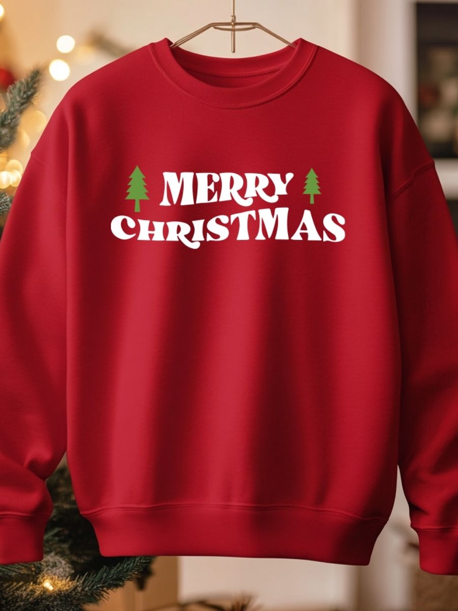 Camisola de Natal com estampa natalícia Merry christmas vermelho