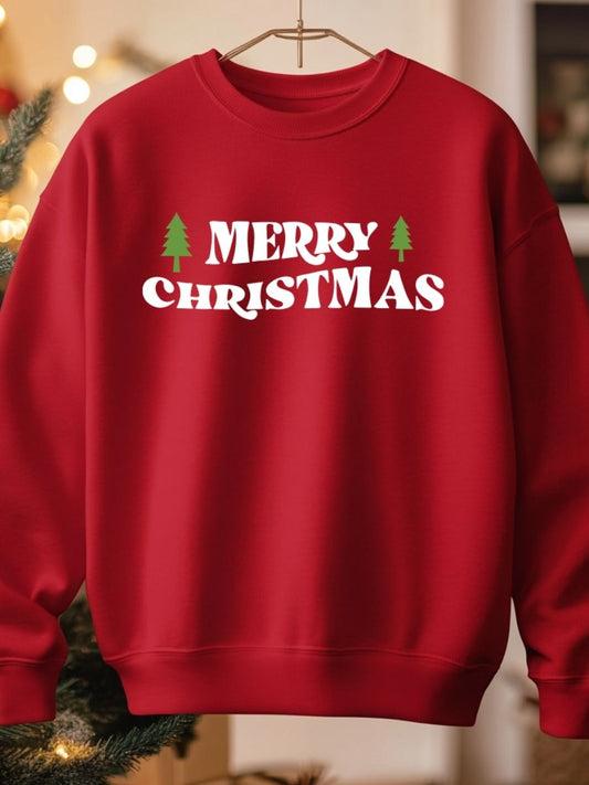 Camisola de Natal com estampa natalícia Merry christmas vermelho
