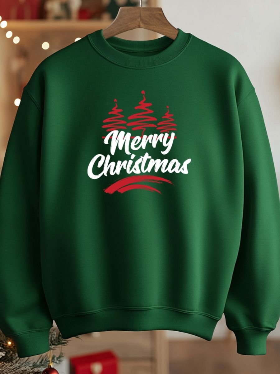 Camisola de Natal com estampa natalícia Merry christmas verde