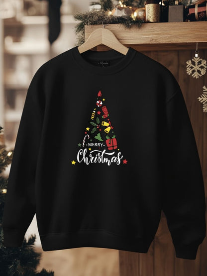 Camisola de Natal com estampa natalícia merry christmas arvore presentes