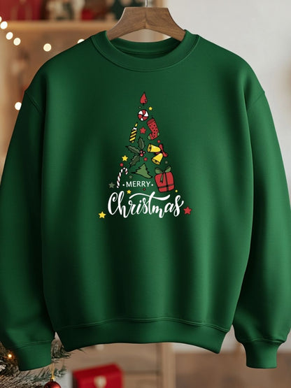 Camisola de Natal com estampa natalícia merry christmas arvore presentes