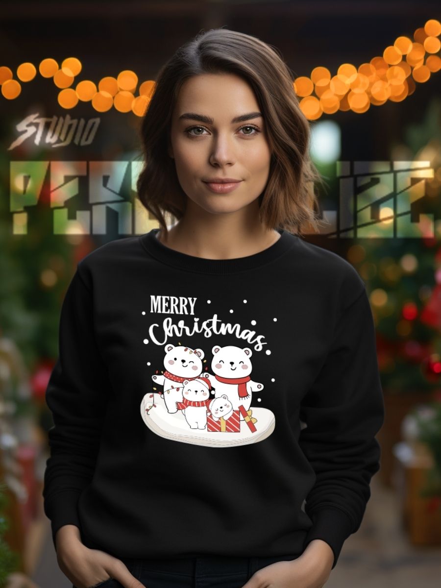 Camisola de Natal com estampa natalícia merry christmas ursos