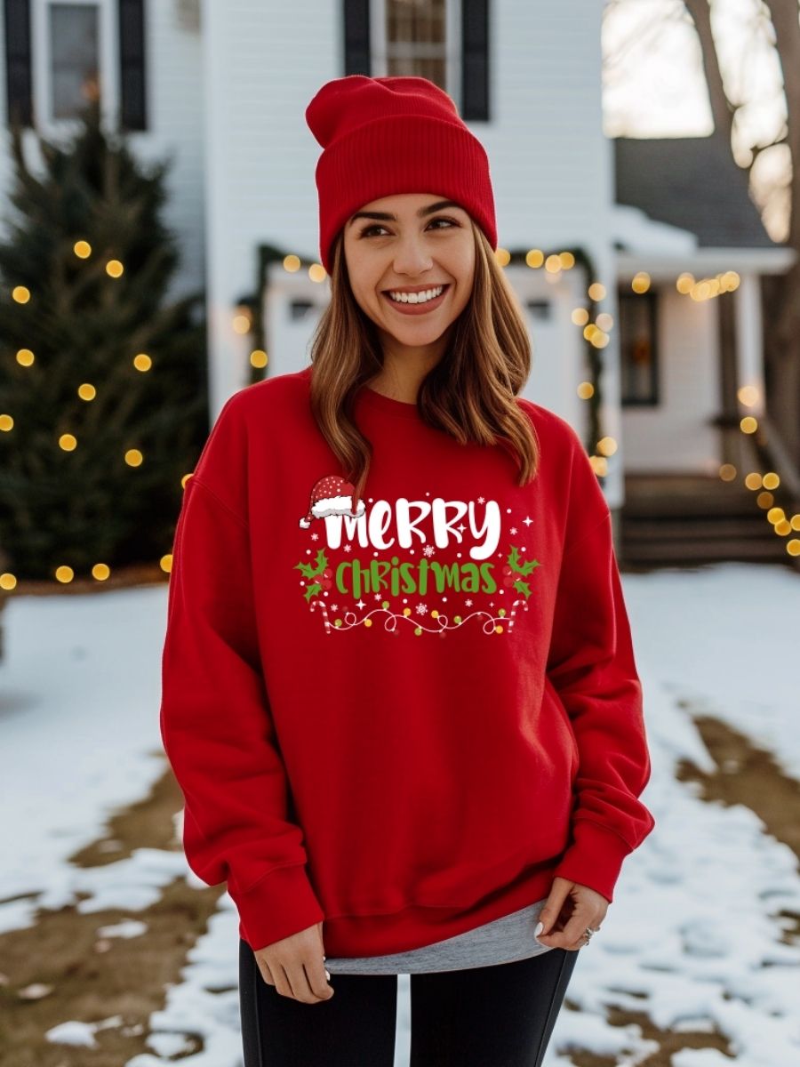 Camisola de Natal com estampa natalícia merry christmas 