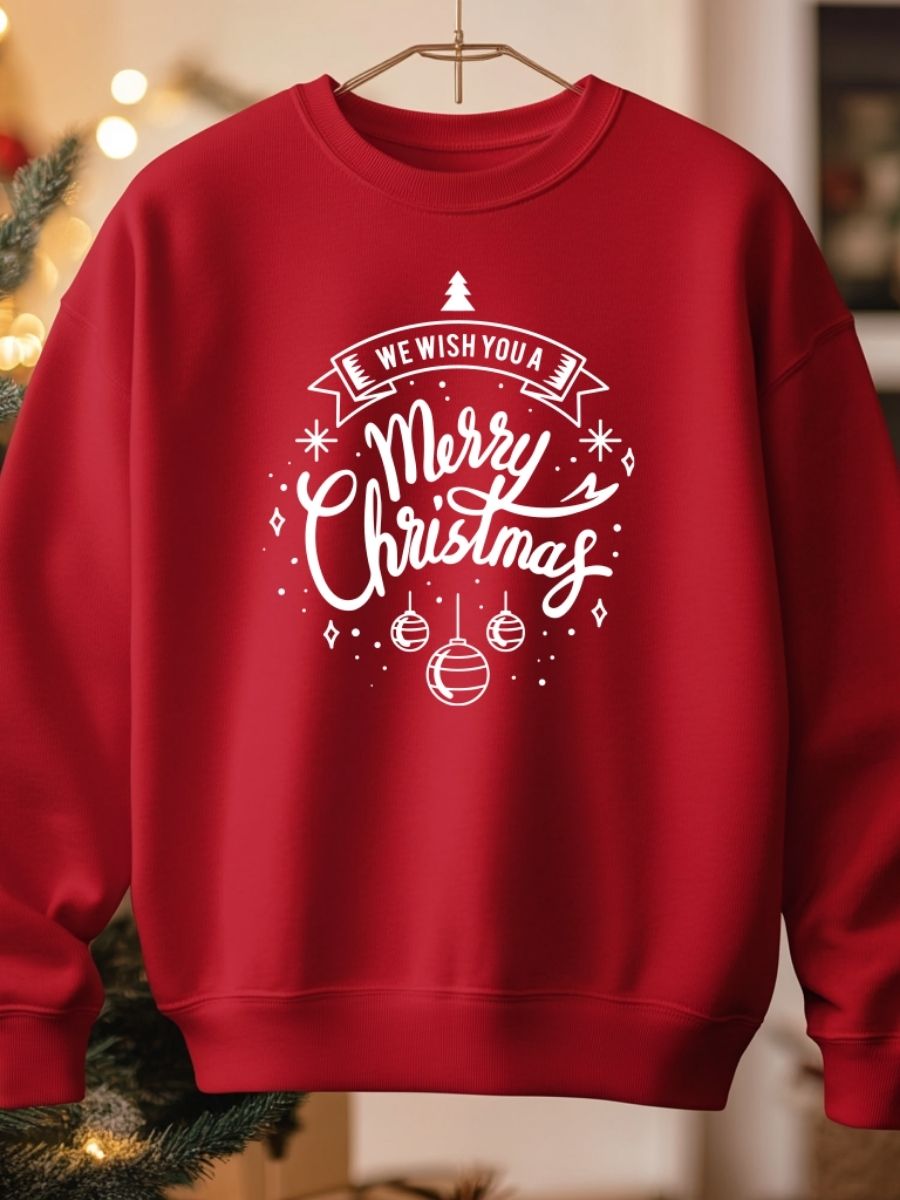 Camisola de Natal com estampa natalícia we wish you a merry christmas 