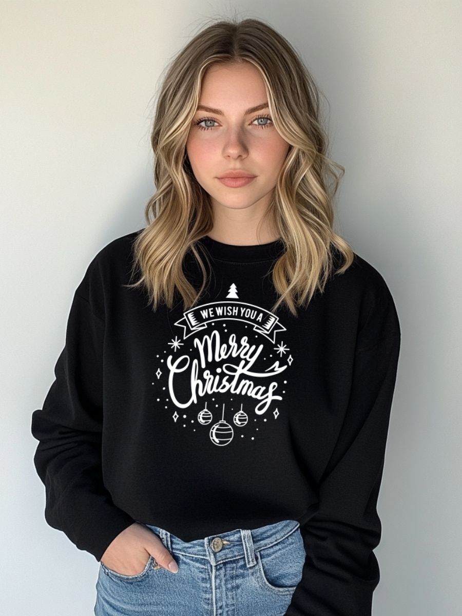 Camisola de Natal com estampa natalícia we wish you a merry christmas 