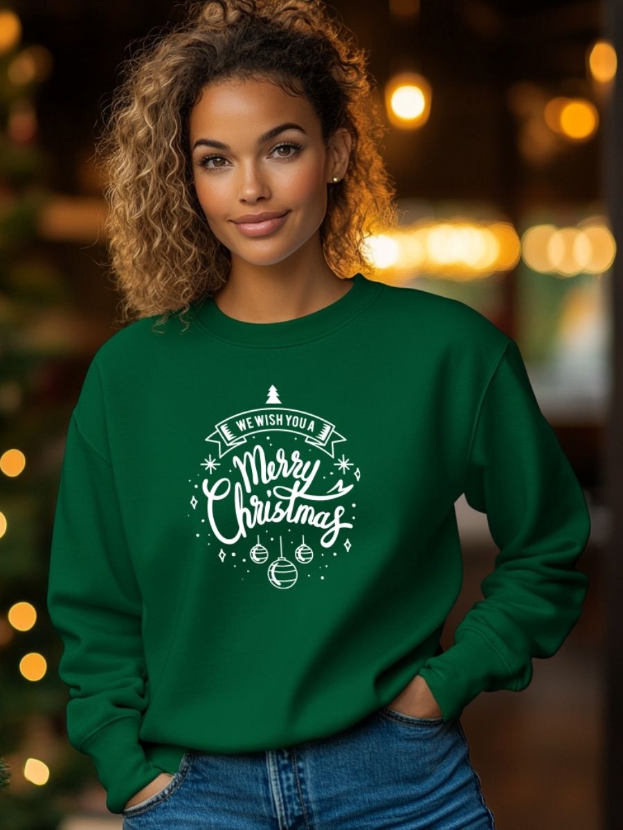 Camisola de Natal com estampa natalícia we wish you a merry christmas 