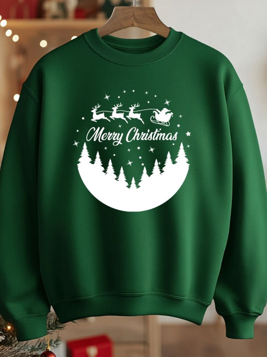 Camisola de Natal com estampa natalícia merry christmas verde