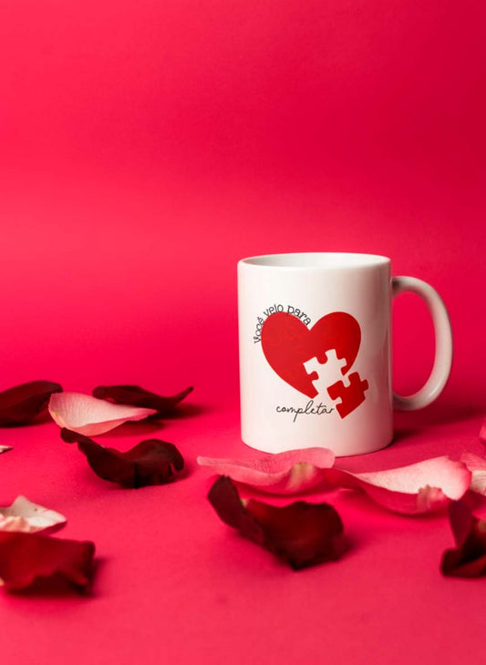 Caneca Dia dos Namorados "Você veio para completar" Presente Criativo