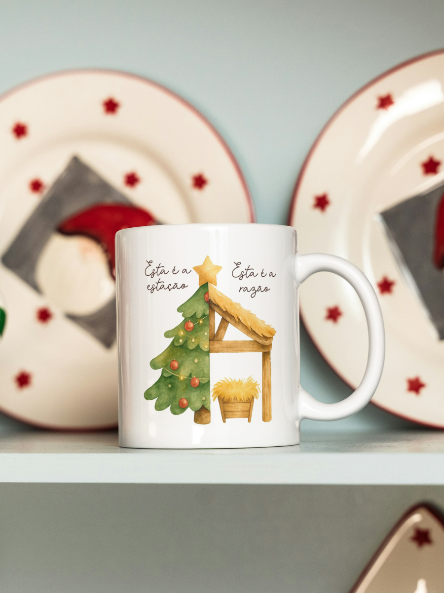 Canecas de Natal em cerâmica premium com estampas exclusivas.