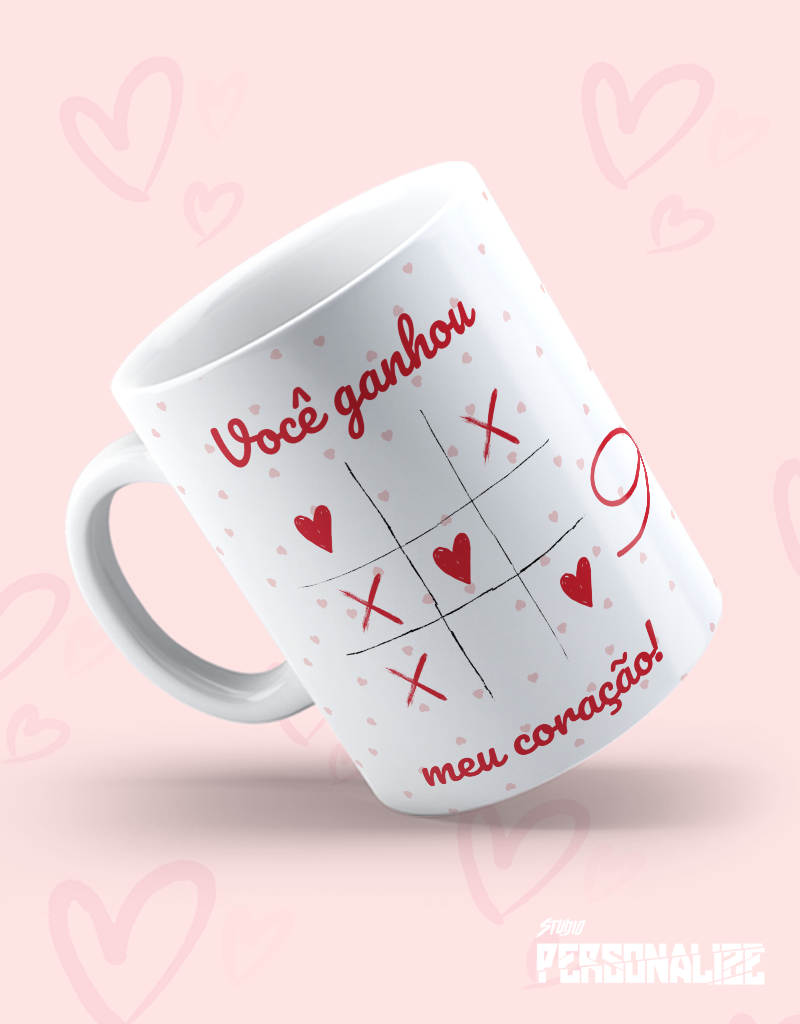 Caneca  "Jogo do Amor" com FOTO do casal