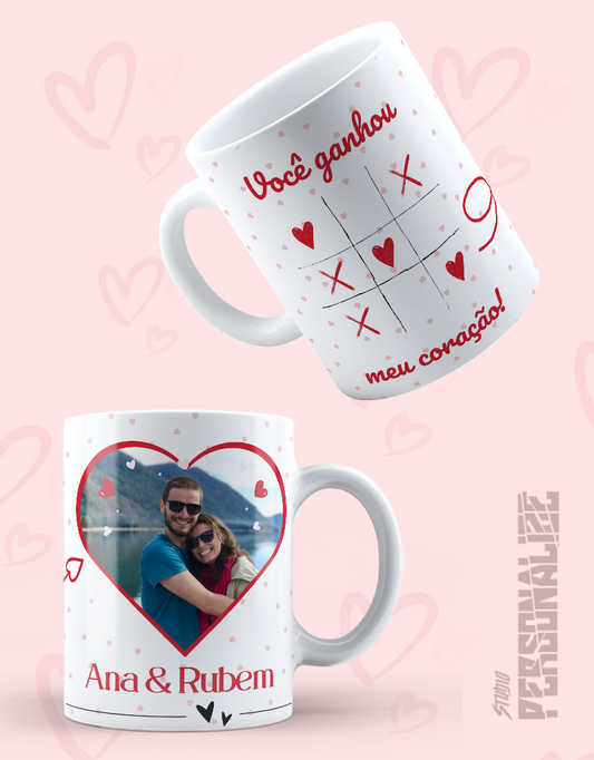 Caneca  "Jogo do Amor" com FOTO do casal