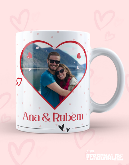 Caneca  "Jogo do Amor" com FOTO do casal